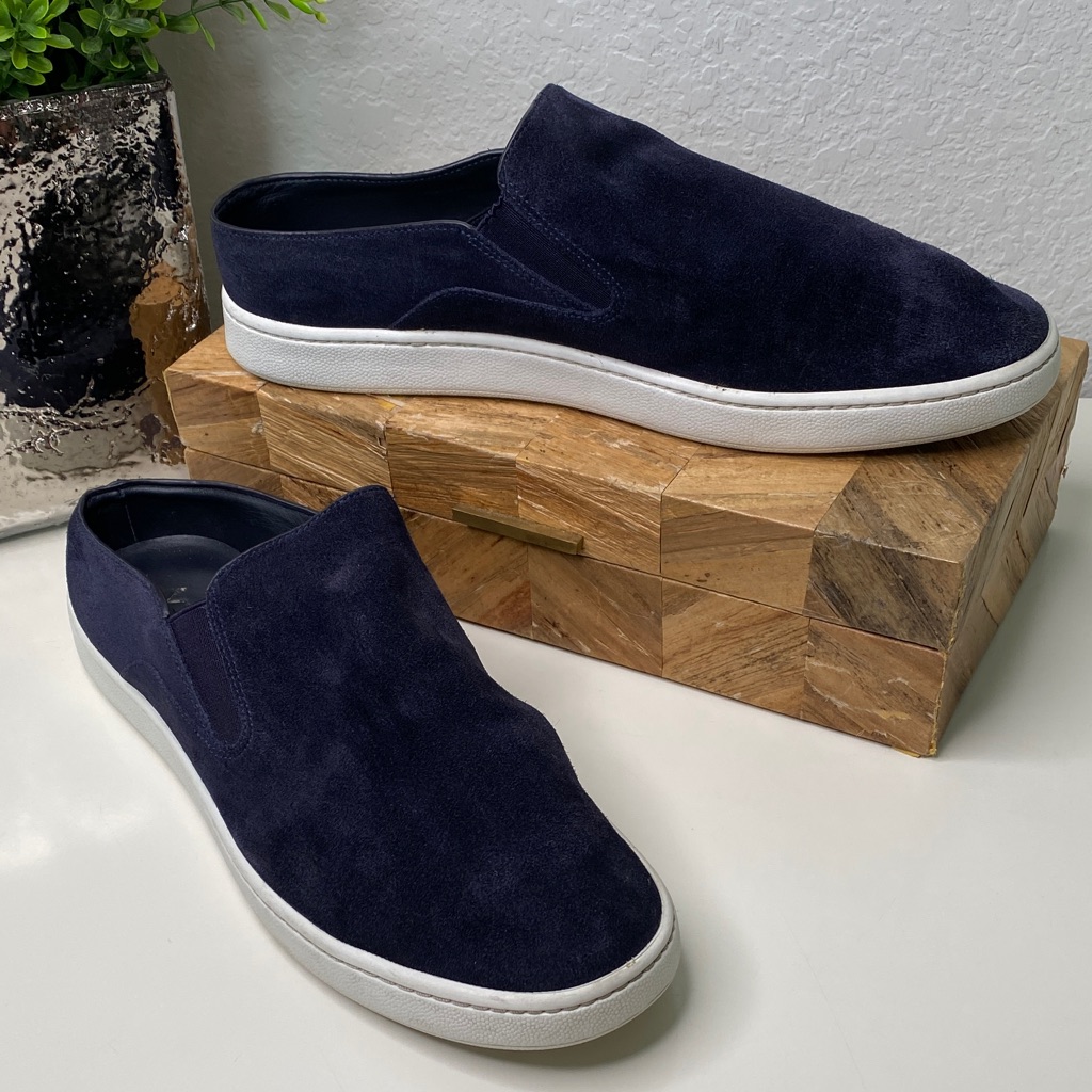Vince Women's Verrell-2 Backless Mules Sneakers Navy Suede Size 9m